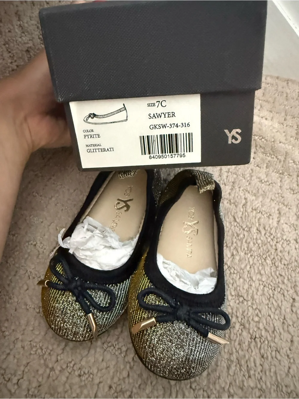 Yosi Samra NWT  Glitter Ballet Flats
